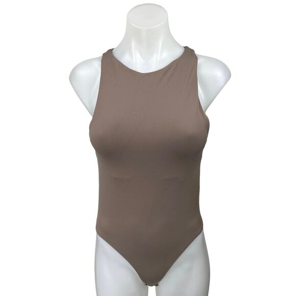 Zara Tops - Zara Women's Brown Sleeveless Casual High Neck Stretch Tank Bodysuit Top Size M